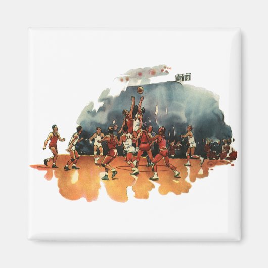 ヴィンテージバスケットボール競技、バスケットボール選手 マグネット (正面)