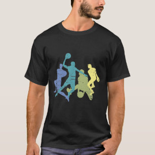 ヴィンテージバスケットボール選手がボールのスポーツ愛好者をトリック Tシャツ