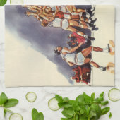 ヴィンテージバスケットボール，ゲームの選手 キッチンタオル (折り畳み)