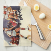 ヴィンテージバスケットボール，ゲームの選手 キッチンタオル (四つ折り)