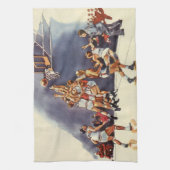 ヴィンテージバスケットボール，ゲームの選手 キッチンタオル (縦)