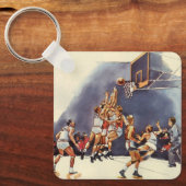 ヴィンテージバスケットボール，ゲームの選手 キーホルダー (正面)