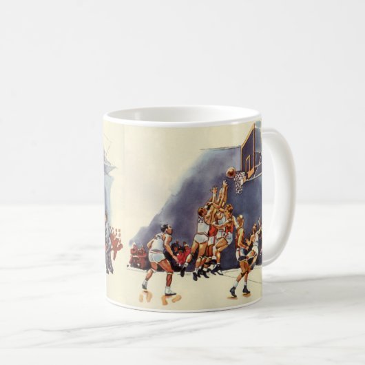 ヴィンテージバスケットボール,ゲームの選手 コーヒーマグカップ (正面右)
