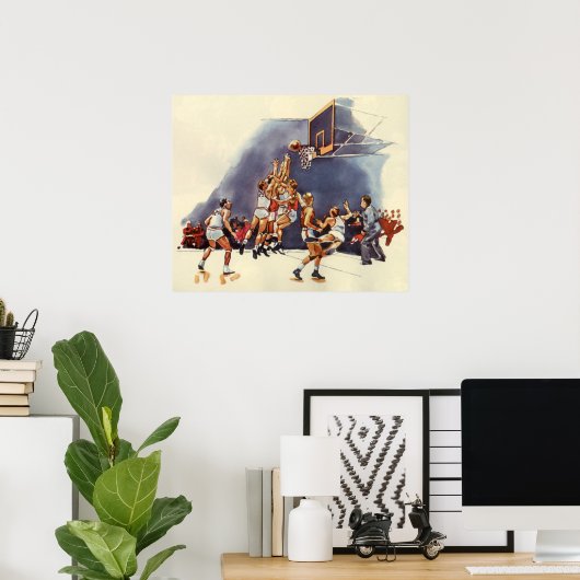 ヴィンテージバスケットボール，ゲームの選手 ポスター (ホームオフィス)