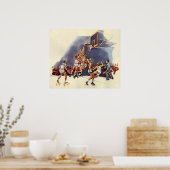 ヴィンテージバスケットボール，ゲームの選手 ポスター (キッチン)