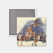 ヴィンテージバスケットボール，ゲームの選手 マグネット (正面/裏面)