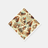 ヴィンテージバスセットハウンドシームレスイラストレーション スタンダードカクテルナプキン (角)