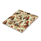 ヴィンテージバスセットハウンドシームレスイラストレーション タイル (側面)