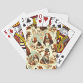 ヴィンテージバスセットハウンドシームレスイラストレーション トランプ (裏面)