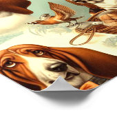 ヴィンテージバスセットハウンドシームレスイラストレーション ポスター (角)