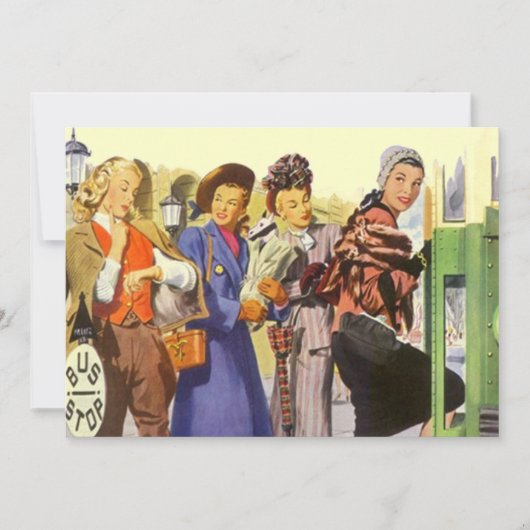 ヴィンテージバストップスBFFレトロガルパール招待状 招待状 (正面)