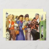 ヴィンテージバストップスBFFレトロガルパール招待状 招待状 (正面/裏面)