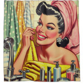 ヴィンテージバスピンアップ シャワーカーテン (正面)