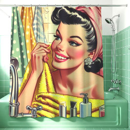 ヴィンテージバスピンアップ シャワーカーテン