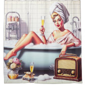 ヴィンテージバスピンアップ シャワーカーテン (正面)