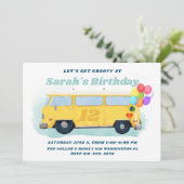 ヴィンテージバスレトロ70s Groovy誕生日パーティー 招待状 (スタンド正面)