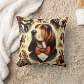 ヴィンテージバセットハウンドイラストレーション クッション (ブランケット)