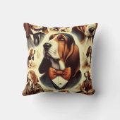 ヴィンテージバセットハウンドイラストレーション クッション (裏面)