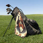 ヴィンテージバセットハウンドイラストレーション ゴルフタオル (グリーン)