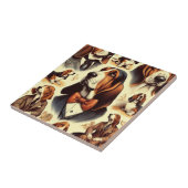 ヴィンテージバセットハウンドイラストレーション タイル (側面)