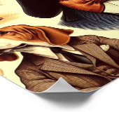 ヴィンテージバセットハウンドイラストレーション ポスター (角)