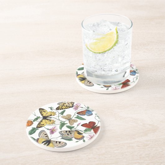 ヴィンテージバタフライとガ絵画ス コースター (側面)