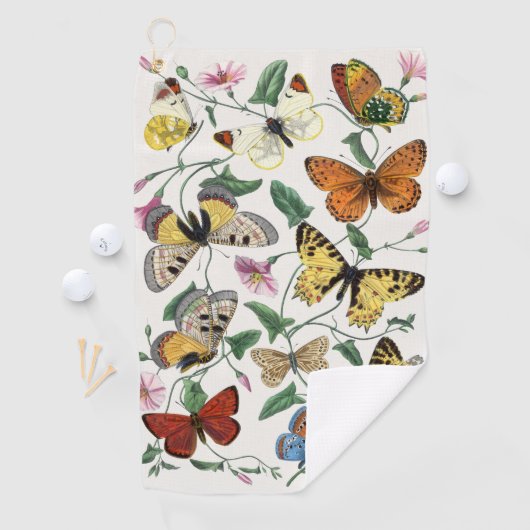 ヴィンテージバタフライとガ絵画ス ゴルフタオル (インサイチュ)
