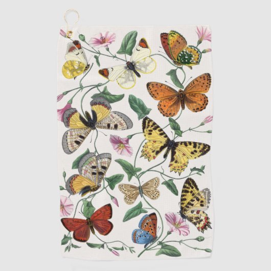 ヴィンテージバタフライとガ絵画ス ゴルフタオル (正面)