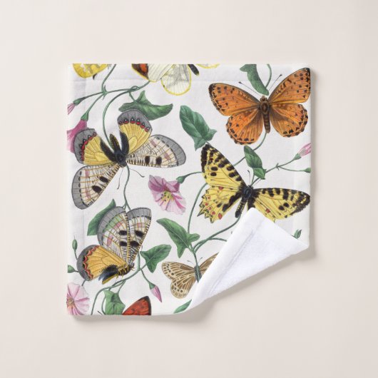 ヴィンテージバタフライとガ絵画ス バスタオルセット (ウォッシュタオル)