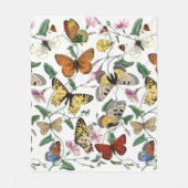 ヴィンテージバタフライとガ絵画ス フリースブランケット (正面)