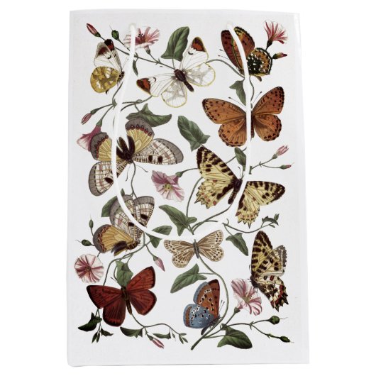 ヴィンテージバタフライとガ絵画ス ミディアムペーパーバッグ (正面)