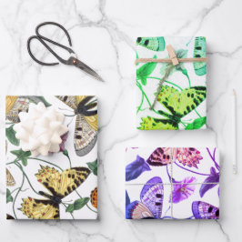 ヴィンテージバタフライとガ絵画ス ラッピングペーパーシート