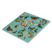 ヴィンテージバタフライアート、多くの種類オンティール(緑がかった色) タイル (側面)