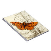 ヴィンテージバタフライイラストレーション、オレンジとブラック ノートブック (右側)