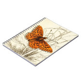 ヴィンテージバタフライイラストレーション、オレンジとブラック ノートブック (左側)