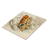 ヴィンテージバタフライイラストレーション、オレンジとベージュ タイル (側面)