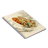 ヴィンテージバタフライイラストレーション、オレンジとベージュ ノートブック (右側)