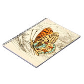 ヴィンテージバタフライイラストレーション、オレンジとベージュ ノートブック (左側)