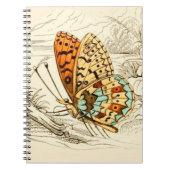 ヴィンテージバタフライイラストレーション、オレンジとベージュ ノートブック (正面)