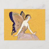 ヴィンテージバタフライウィングスフェアリー妖精ブロンドヘア ポストカード (正面)