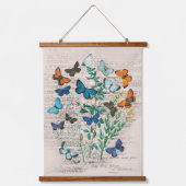 ヴィンテージバタフライウォールデコール 吊り下げ型タペストリー (正面)