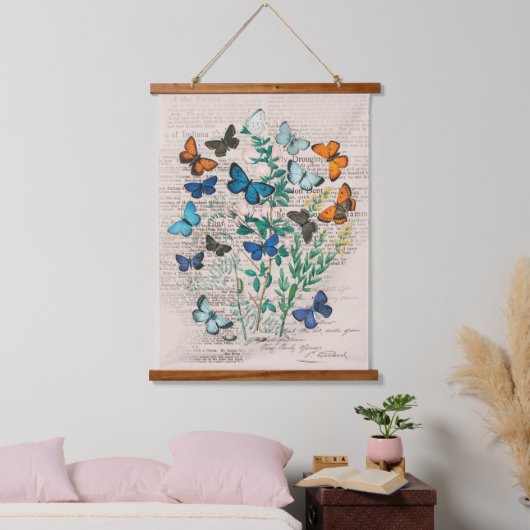 ヴィンテージバタフライウォールデコール 吊り下げ型タペストリー (寝室)