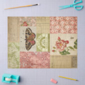 ヴィンテージバタフライエフェメラと植物分離 薄葉紙 (クラフト)
