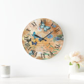 ヴィンテージバタフライエフェメラデコパージュ ラージ壁時計 (ホーム)