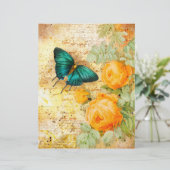 ヴィンテージバタフライオレンジフラワースクラップブック紙 (スタンド正面)