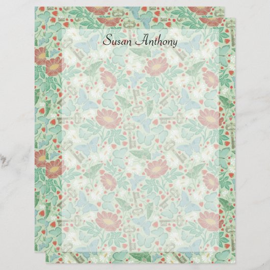 ヴィンテージバタフライオールド鍵デイジーライト紙 (正面/裏面)