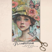 ヴィンテージバタフライガールエフェメラポートレートデクページ 薄葉紙