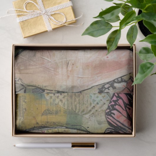 ヴィンテージバタフライガールエフェメラポートレートデクページ 薄葉紙 (ギフト)