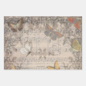 ヴィンテージバタフライシート音楽アンティークレース ラッピングペーパーシート (正面)