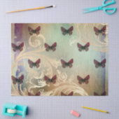 ヴィンテージバタフライスクロールデコページティッシュペーパー 薄葉紙 (クラフト)